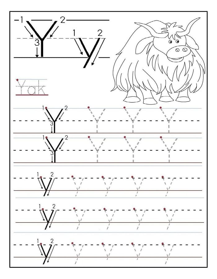 Printable Alphabet Letter Y Tracing