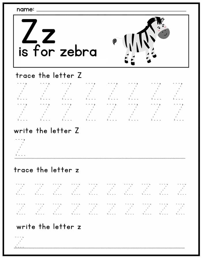 Printable Alphabet Letter Z Tracing