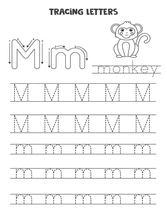 Printable Alphabet Tracing Letter M