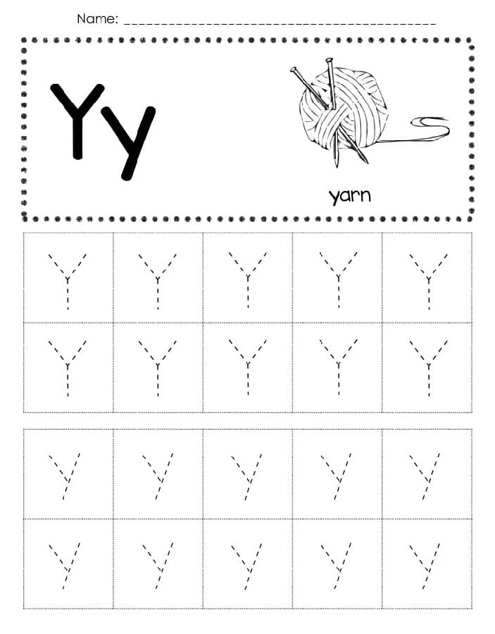 Printable Free Letter Y Tracing Worksheets
