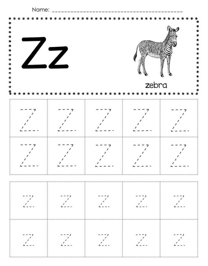 Printable Free Letter Z Tracing Worksheets