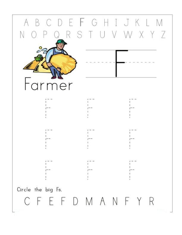 Printable Letter F Tracing Preschool