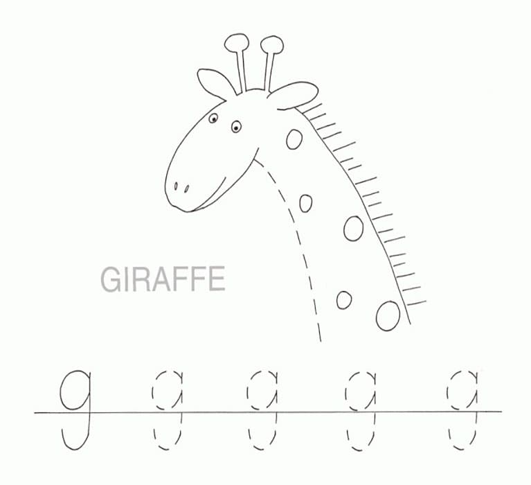 Printable Letter G Tracing Animals