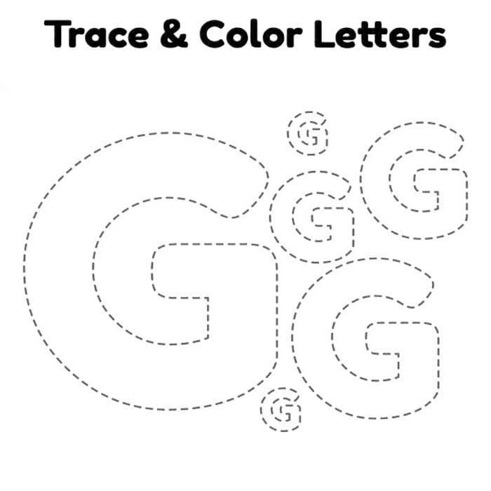 Printable Letter G Tracing Coloring Pages