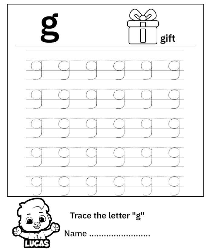 Printable Letter G Tracing Lowercase