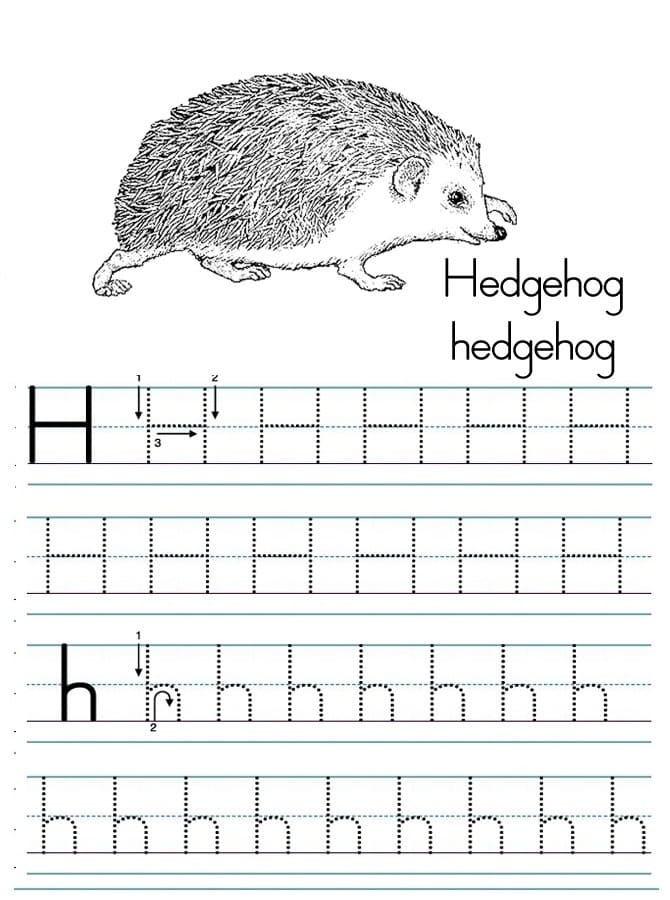 Printable Letter H Tracing Animals