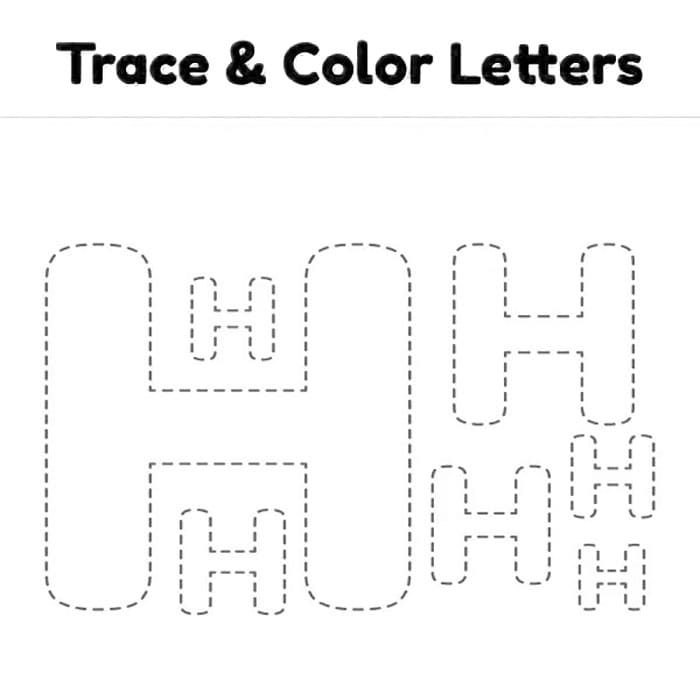 Printable Letter H Tracing Colors