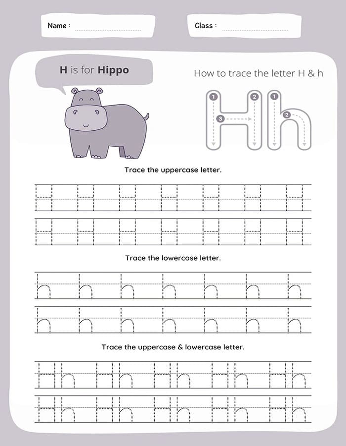 Printable Letter H Tracing Preschool