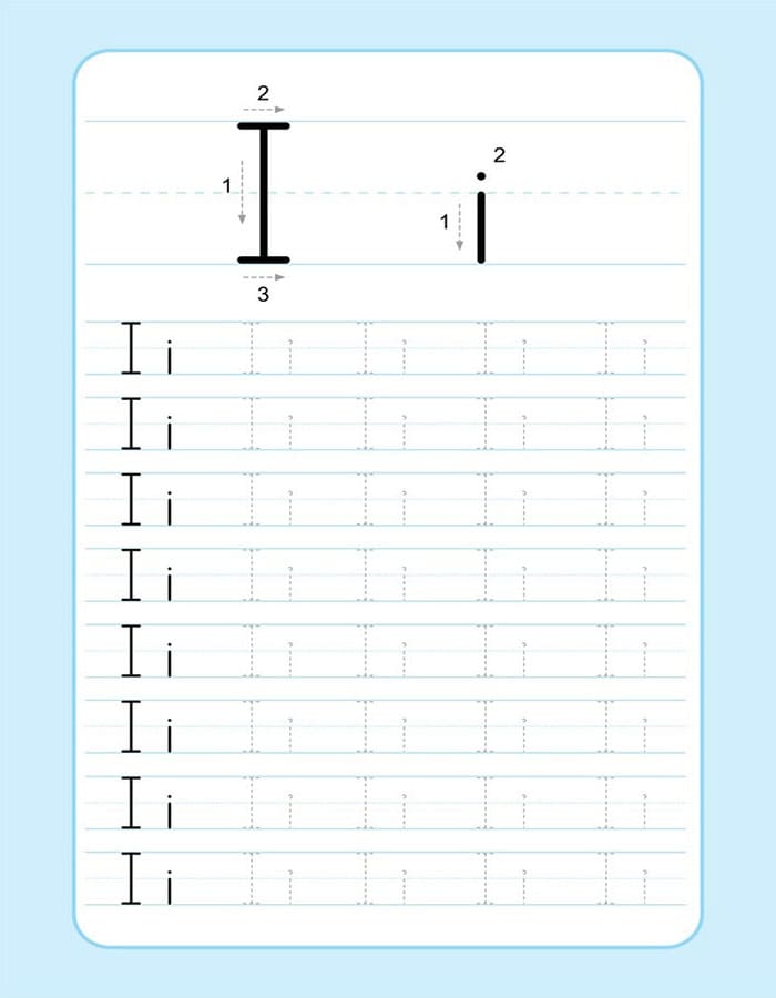 Printable Letter I Tracing Grade