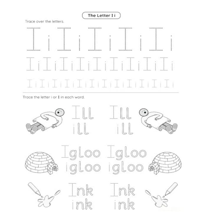 Printable Letter I Tracing Template