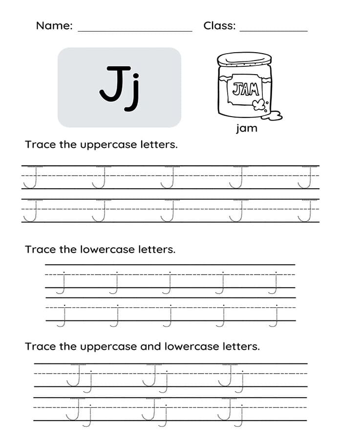 Printable Letter J Trace