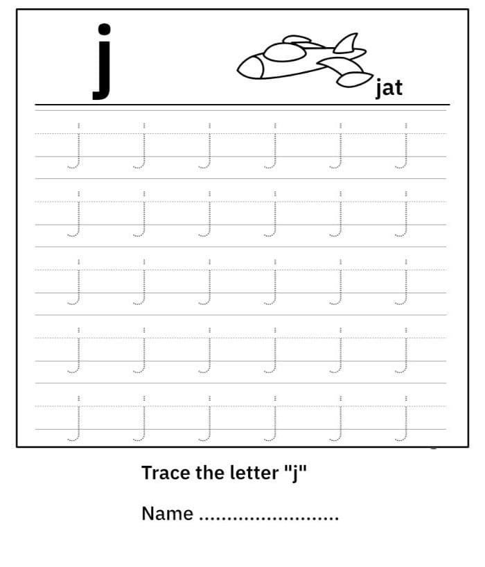 Printable Letter J Tracing Lowercase