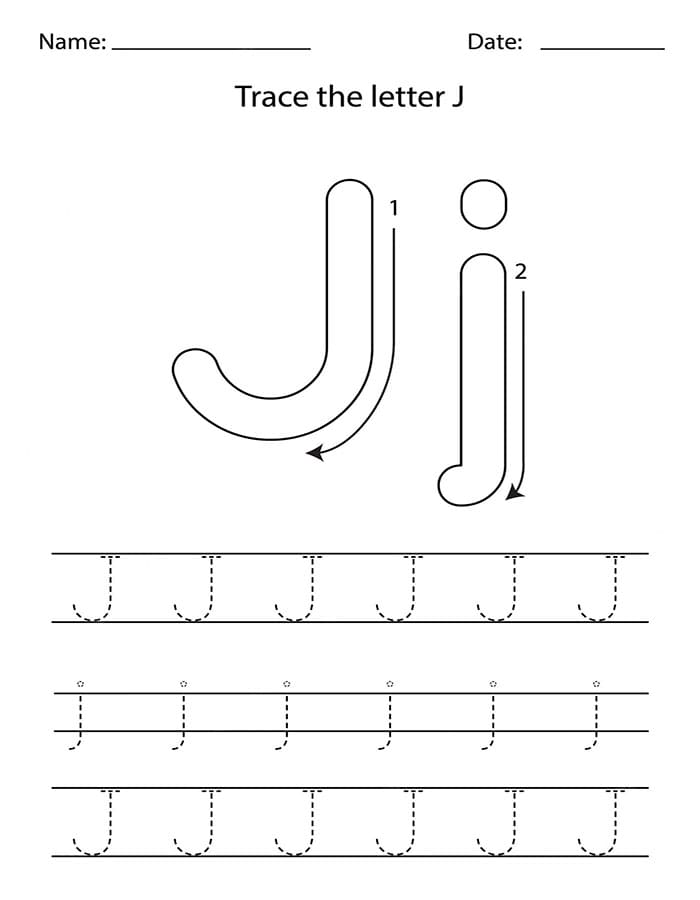 Printable Letter J Tracing Preschool