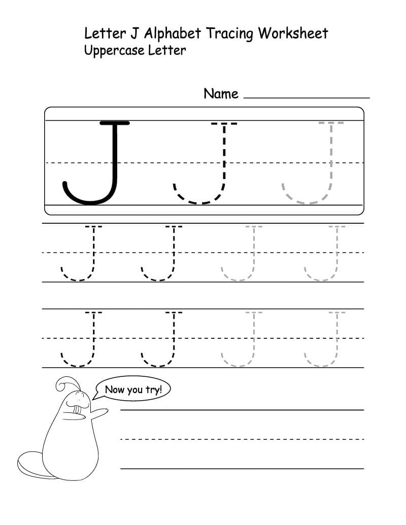 Printable Letter J Tracing Uppercase