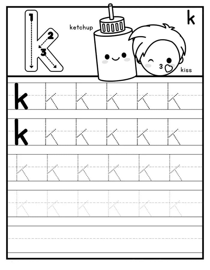 Printable Letter K Tracing Preschool