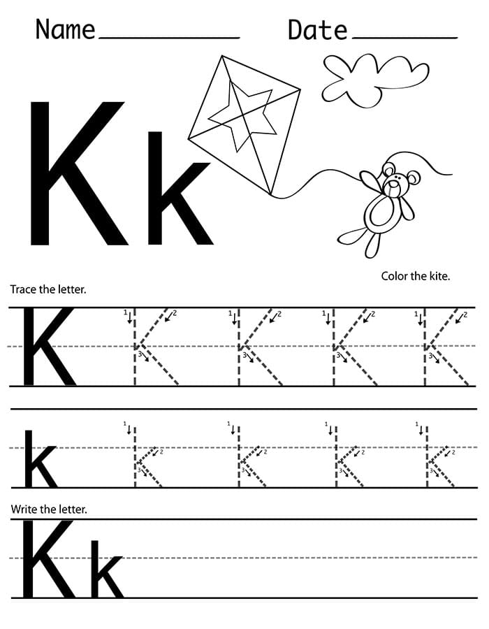 Printable Letter K Tracing Worksheets