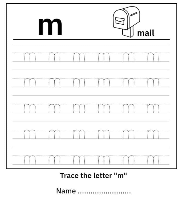 Printable Letter M Tracing Lowercase
