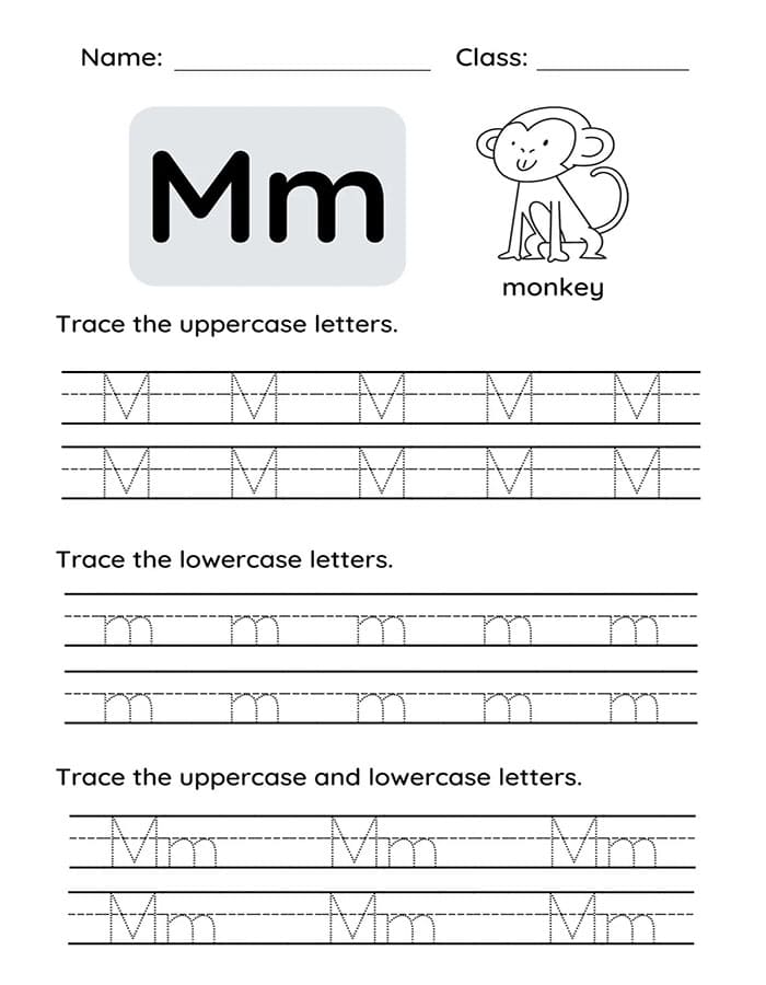 Printable Letter M Tracing Page
