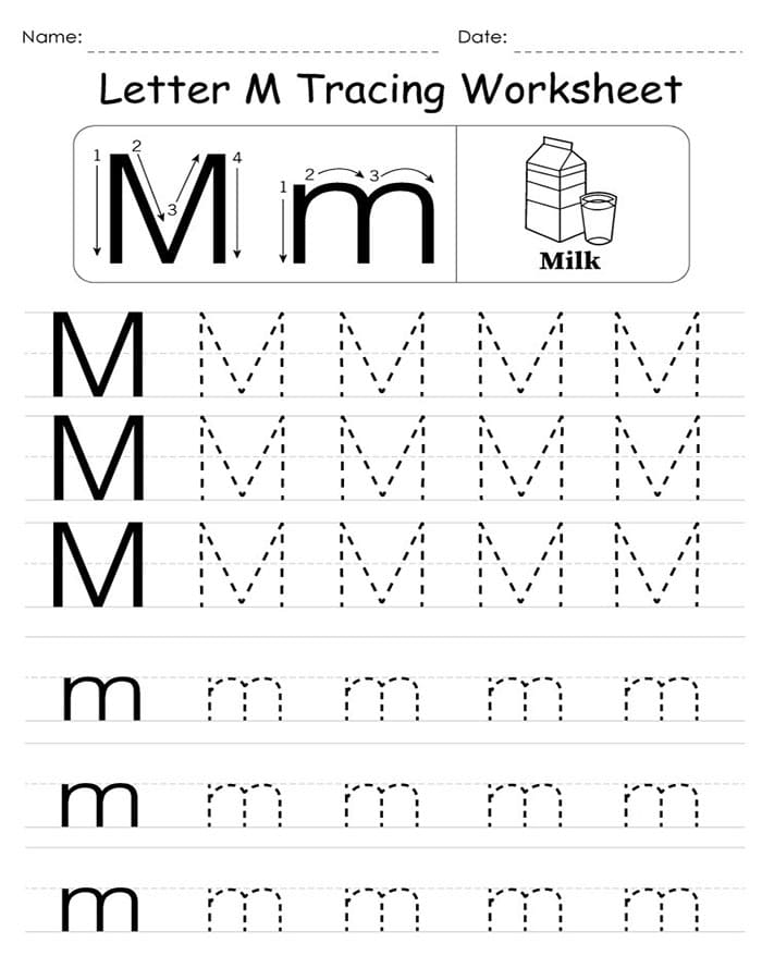 Printable Letter M Tracing Worksheets