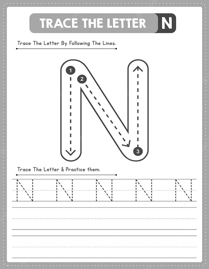 Printable Letter N For Tracing