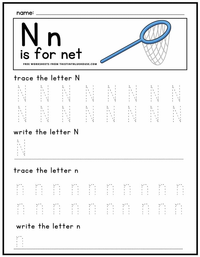 Printable Letter N Tracing Preschool