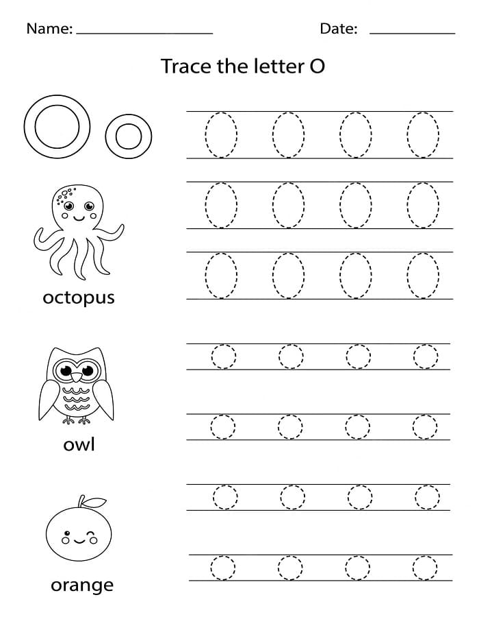 Printable Letter O Tracing Examples