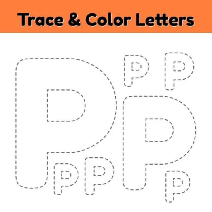 Printable Letter P Tracing Coloring Pages