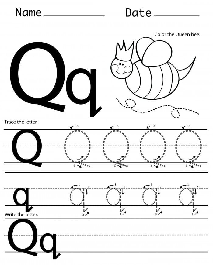 Printable Letter Q Tracing Example