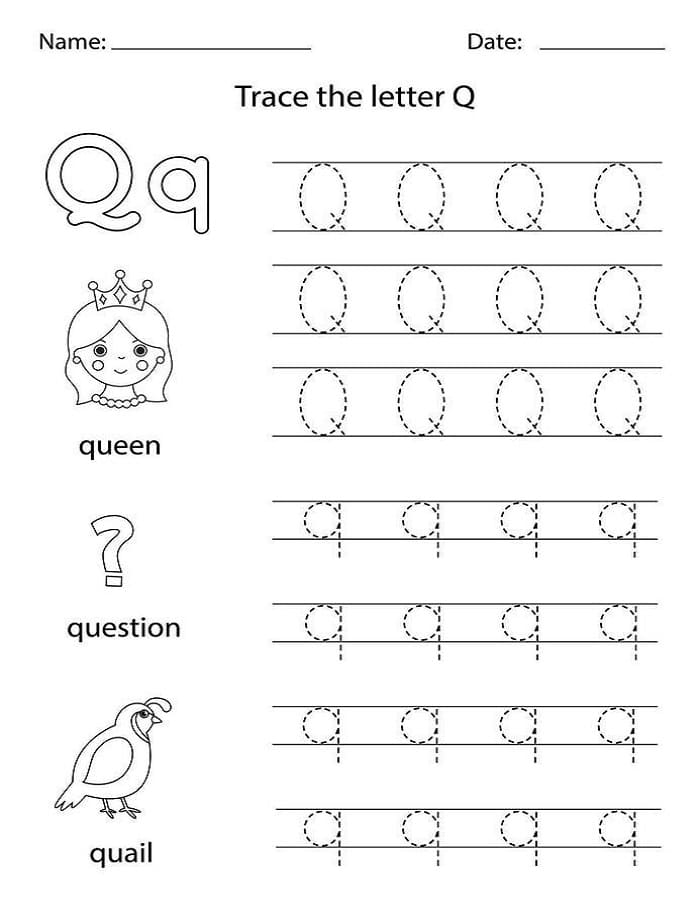 Printable Letter Q Tracing Preschool