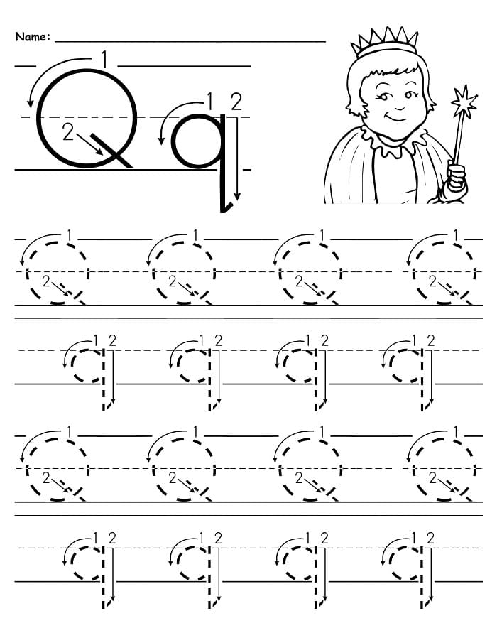 Printable Letter Q Tracing Sheet