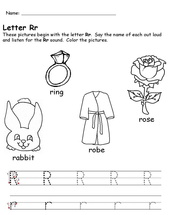 Printable Letter R Tracing Page
