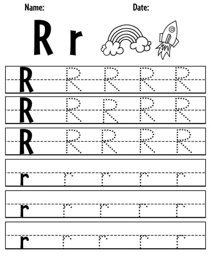 Printable Letter R Tracing Sheet
