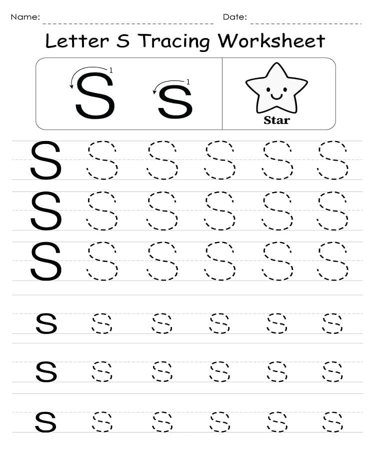 Printable Letter S Tracing Worksheets