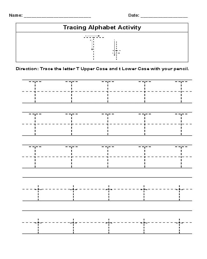 Printable Letter T Tracing Activity