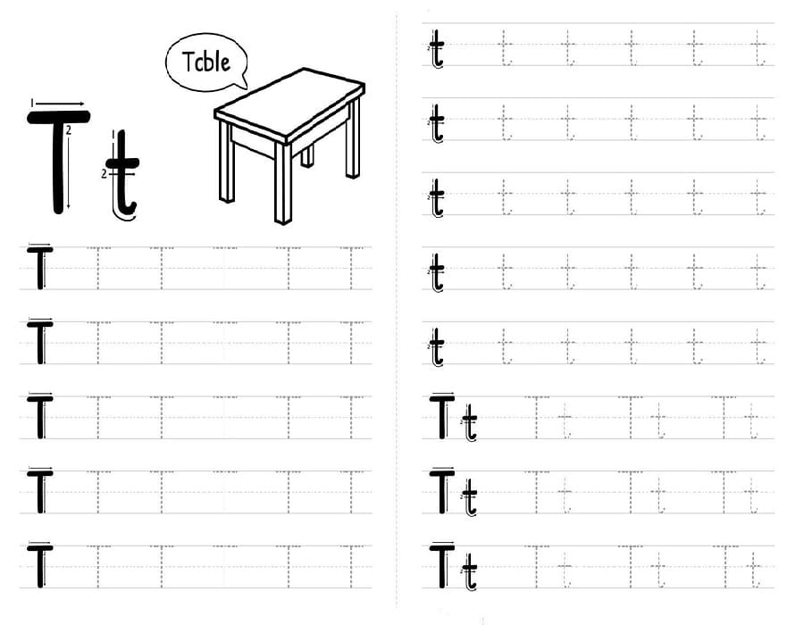 Printable Letter T Tracing Book