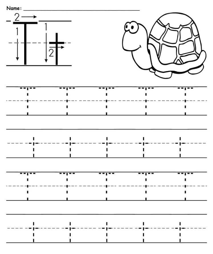 Printable Letter T Tracing Preschool Handwriting