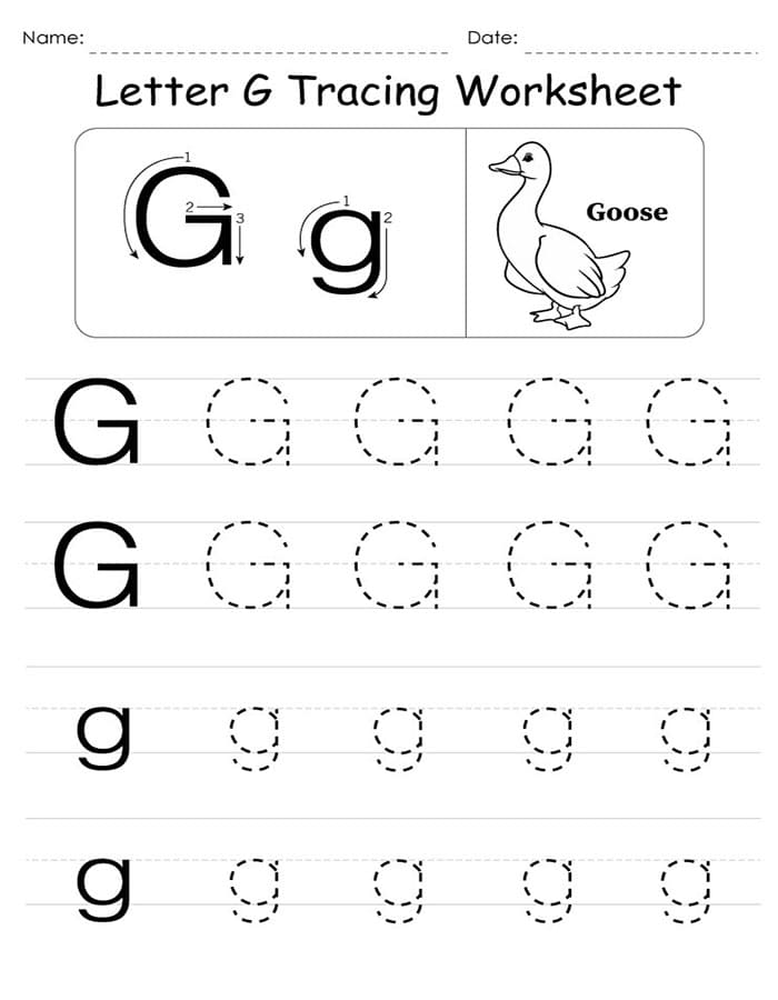 Printable Letter Tracing Letter G