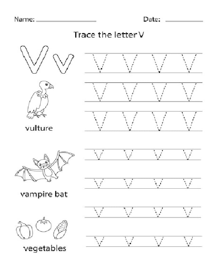Printable Letter V For Tracing
