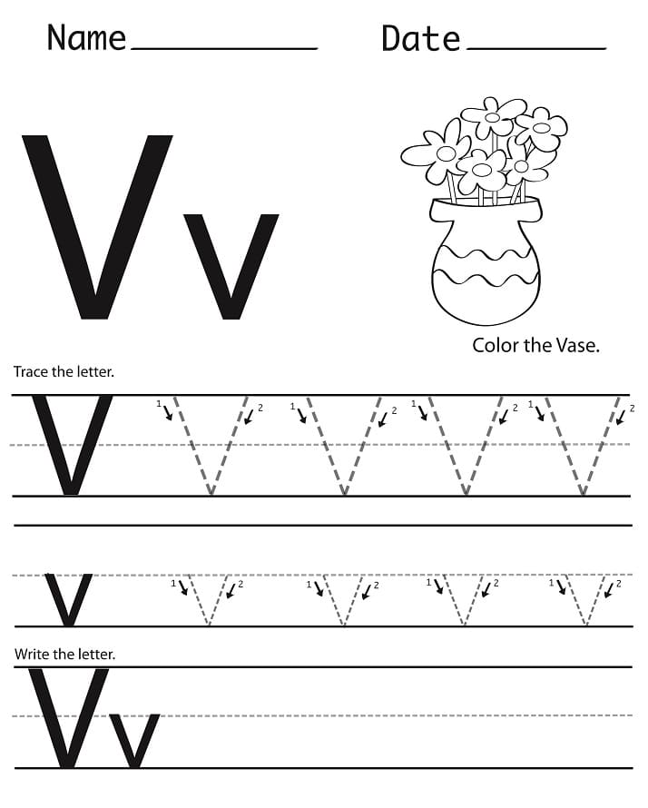 Printable Letter V Tracing Activity