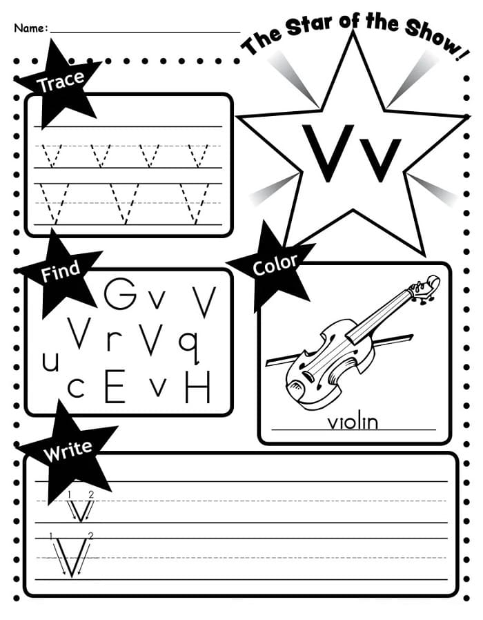 Printable Letter V Tracing And Coloring