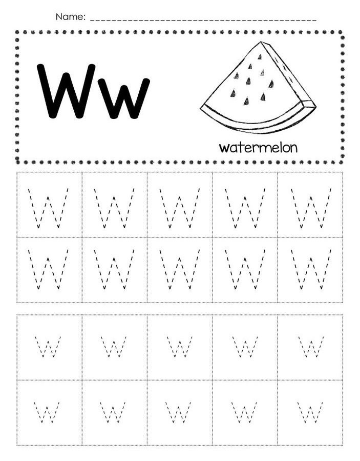 Printable Letter W Tracing Example