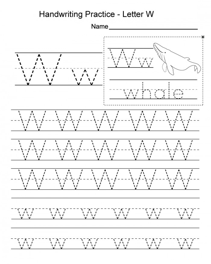 Printable Letter W Tracing Handwriting Practice