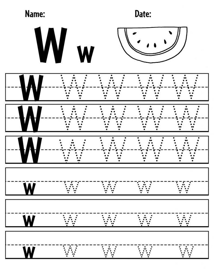 Printable Letter W Tracing Sheet