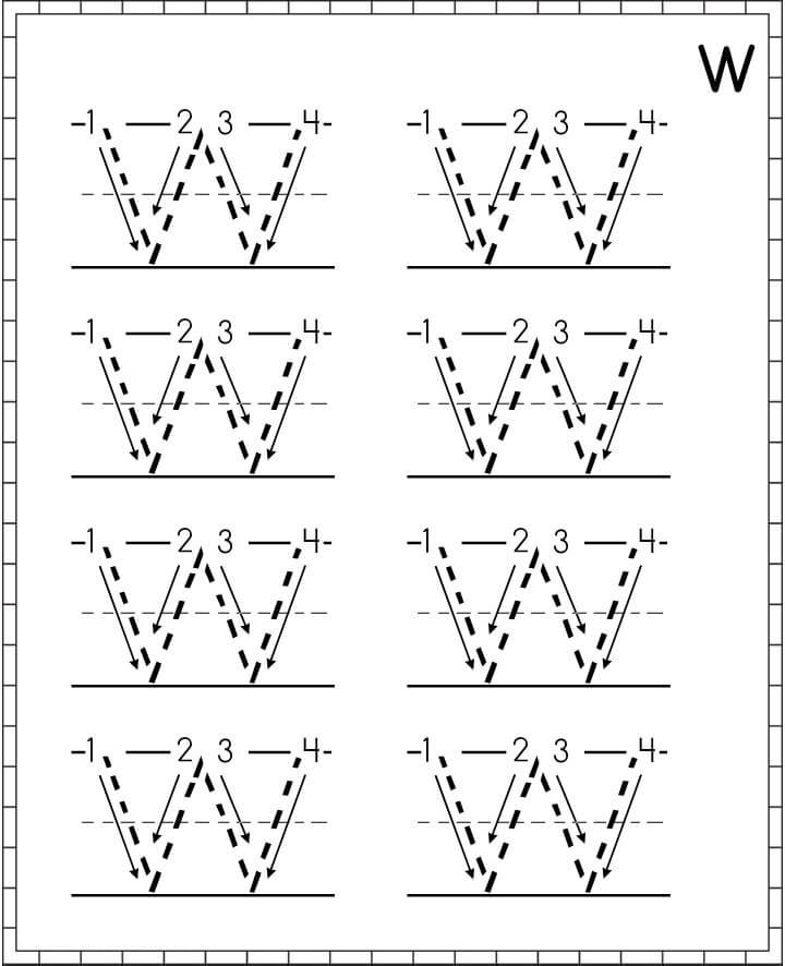 Printable Letter W Tracing Vector