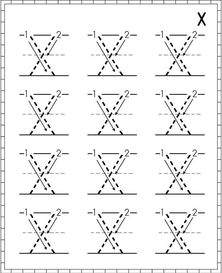 Printable Letter X Trace
