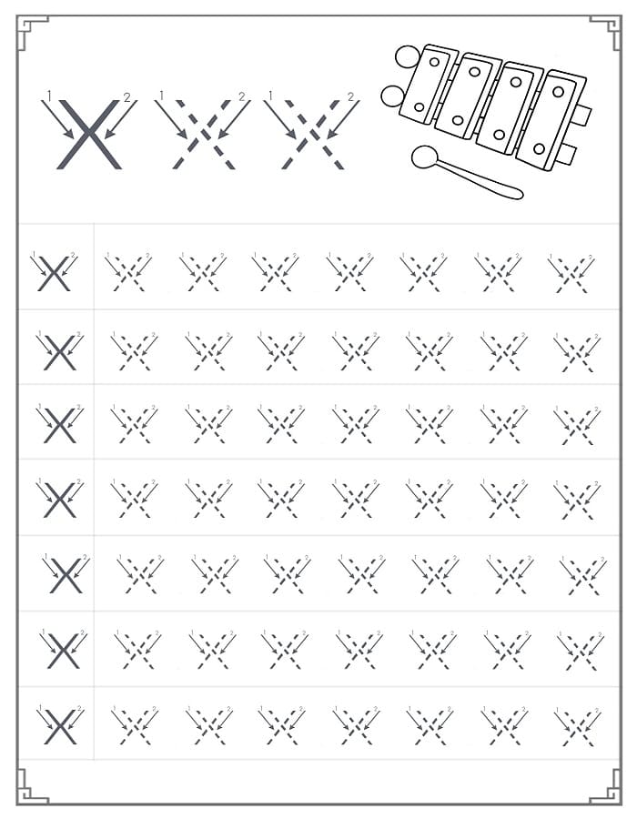 Printable Letter X Tracing Sheet