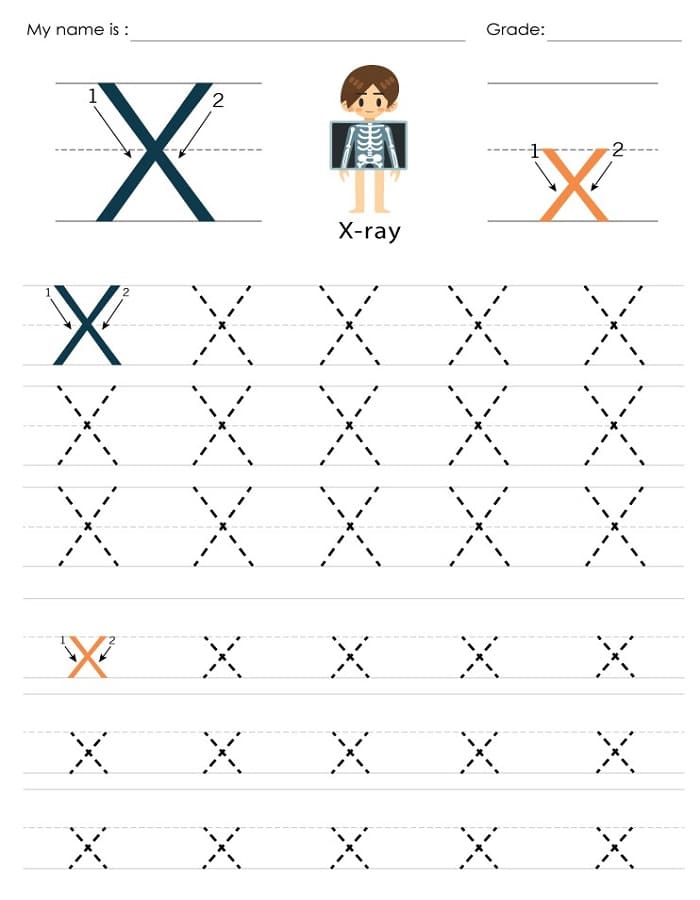 Printable Letter X Tracing Worksheets