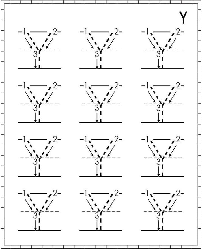 Printable Letter Y Trace