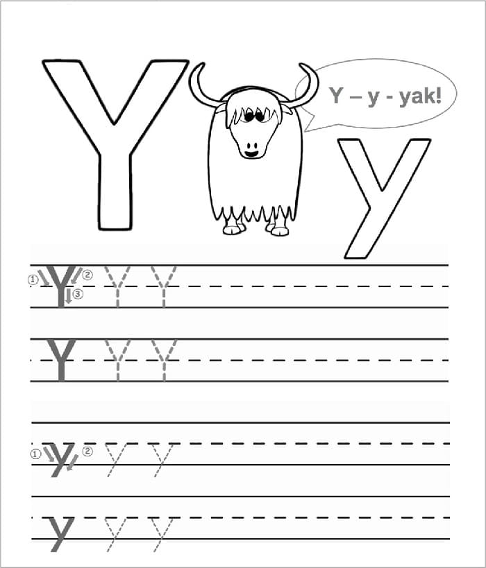 Printable Letter Y Tracing For Kids