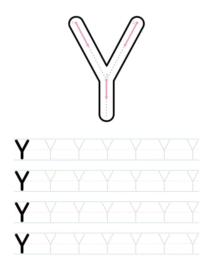 Printable Letter Y Tracing Sheet